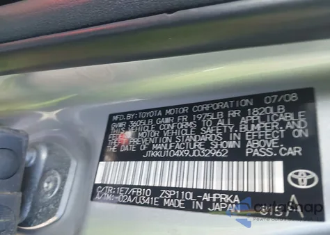 2009 Scion Xd from USA, damaged, VIN JTKKU104X9J032962